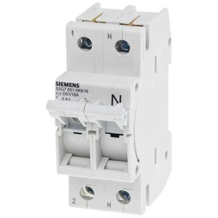 Siemens Switch Disconnector, 2 Pole, 16A Max Current [5SG7651-0KK16]; 214-434