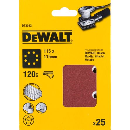 DeWALT DT30 Sandpaper, 115mm 115mm, 120 Grit [DT3033-QZ]; 215-480