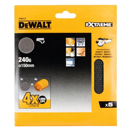 DeWALT DTM31 Silicon Carbide Sanding Disc, 150mm, 240 Grit, 5 in pack [DTM3127-QZ]; 215-715