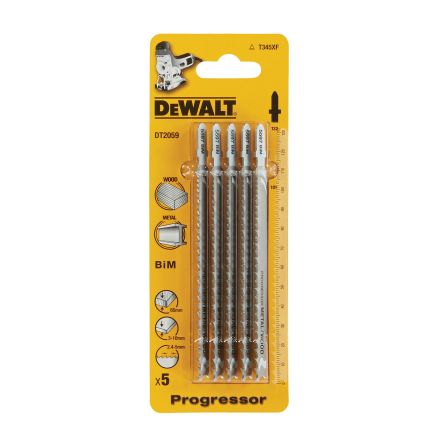 DeWALT Multiple Materials 101mm Cutting Length Jigsaw Blade, Pack of 5 [DT2059-QZ]; 215-812