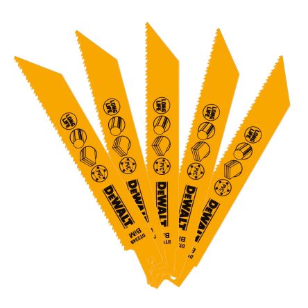 DeWALT, 10-14 Teeth Per Inch Metal, Wood 152mm Cutting Length Reciprocating Saw Blade, Pack of 5 [DT2348-QZ]; 215-882