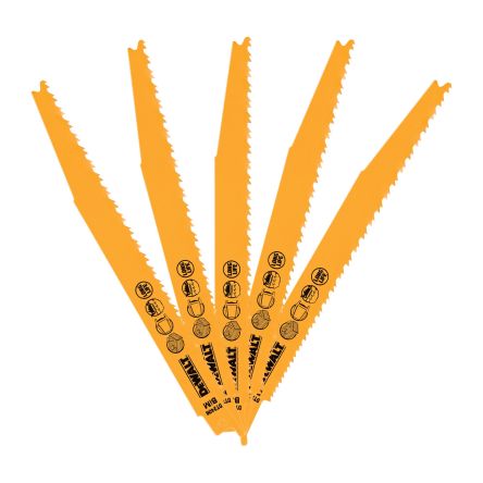 DeWALT, 6 Teeth Per Inch Metal, Wood 203mm Cutting Length Reciprocating Saw Blade, Pack of 9 [DT2406-QZ]; 215-913