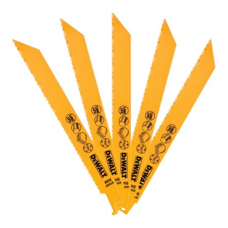 DeWALT, 6 Teeth Per Inch Metal, Wood 203mm Cutting Length Reciprocating Saw Blade, Pack of 5 [DT2387-QZ]; 215-949