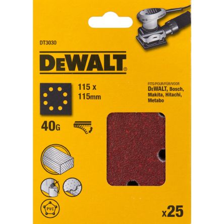 DeWALT DT30 Sandpaper, 115mm 115mm, 40 Grit [DT3030-QZ]; 215-989
