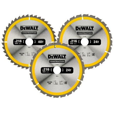 DeWALT Multiple Materials Circular Saw Blade, Pack of 3 [DT1962-QZ]; 216-180