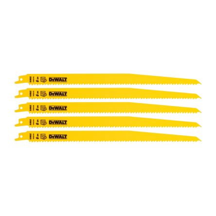 DeWALT, 6 Teeth Per Inch Wood 305mm Cutting Length Reciprocating Saw Blade, Pack of 5 [DT2350-QZ]; 216-235