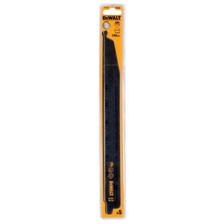 DeWALT, 4, 5 Teeth Per Inch Wood 240mm Cutting Length Reciprocating Saw Blade, Pack of 5 [DT2352-QZ]; 216-238