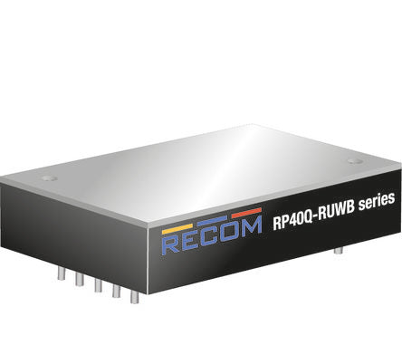 Recom RP40Q-RUW Series DC-DC Converter, 12V dc/ 3.33A Output, 14-160 V dc Input, 40W, Through Hole, +105°C Max Temp [RP40Q-11012SRUWB/P-HC]; 217-442
