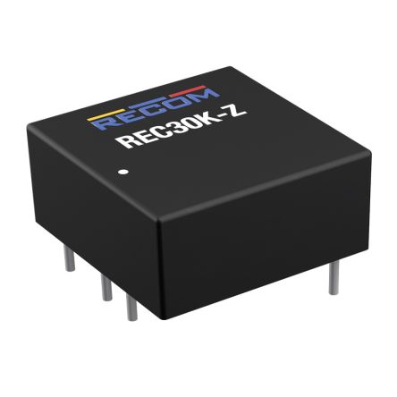 Recom REC30K Series DC-DC Converter, 24V dc/ 1.25A Output, 9-36 V dc Input, 30W, Through Hole, +105°C Max Temp -40°C [REC30K-2424SZ]; 217-531