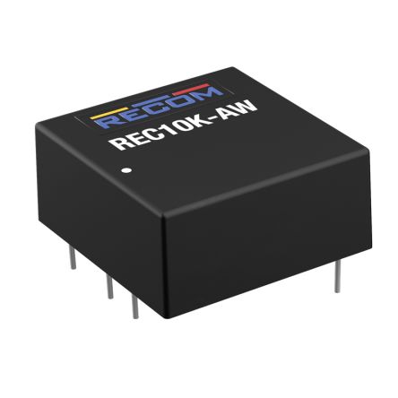 Recom REC10K-AW series DC-DC Converter, 12V dc/ 417mA Output, 18-75 V dc Input, 10W, Through Hole, +100°C Max Temp [REC10K-4812DAW/H2]; 217-577