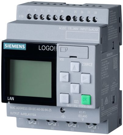 Siemens 230RCE Series Controller, 115 → 230 V Supply, Relay Output, 8-Input [6AG1052-1FB08-7BA2]; 217-753