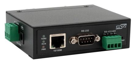 Exsys Serial Device Server, 1 Ethernet Port, 1 Serial Port, RS232, RS422, RS485 Interface, 921.6kbps Baud Rate [EX-61001]; 217-844