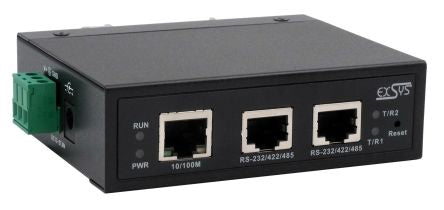Exsys Serial Device Server, 1 Ethernet Port, 2 Serial Port, RS232, RS422, RS485 Interface, 921.6kbps Baud Rate [EX-61002]; 217-846