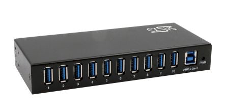 Exsys 10 Port USB 3.2 USB A, USB B  Hub, Terminal Connector Powered, 160 x 68 x 25mm [EX-11290HMS]; 217-881