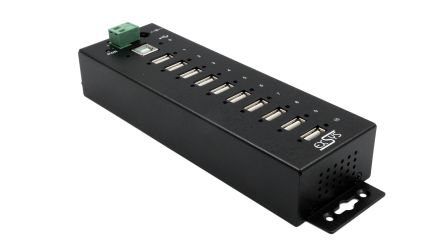 Exsys 10 Port USB 2.0 USB A, USB B  Hub, Terminal Connector Powered, 198 x 55 x 39.98mm [EX-1170HMVS]; 217-882