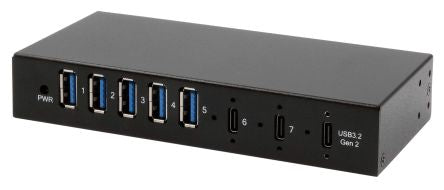 Exsys 7 Port USB 3.2 USB A, USB C  Hub, Terminal Connector Powered, 139 x 58 x 25mm [EX-12297HMS]; 217-884