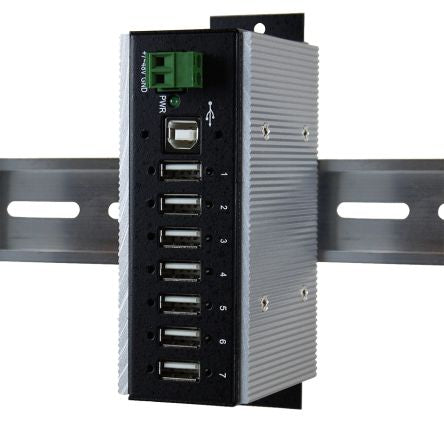 Exsys 7 Port USB 2.0 USB A, USB B  Hub, Terminal Connector Powered, 132.50 x 73.50 x 43.20mm [EX-1177HMVS-WT]; 217-888