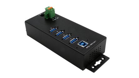 Exsys 4 Port USB 3.2 USB A, USB B  Hub, Terminal Connector Powered, 163 x 55 x 30.80mm [EX-1186HMVS-2]; 217-890