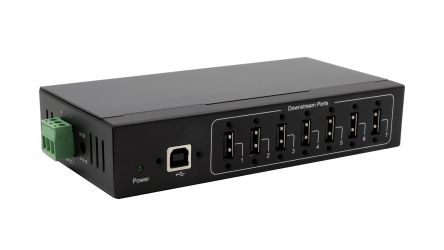 Exsys 7 Port USB 2.0 USB A, USB B  Hub, Terminal Connector Powered, 158 x 80.70 x 32.20mm [EX-11217HMVS]; 217-908