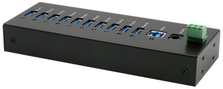 Exsys 10 Port USB 3.2 USB A, USB B  Hub, Terminal Connector Powered, 160 x 60 x 24mm [EX-11230HMS]; 217-909