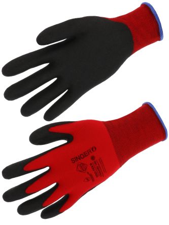 SINGER SAFETY NYMR15CFTN Black/Red Polyamide General Handling, Logistic, Transport Work Gloves, Size 11 [NYMR15CFTN11]; 218-148