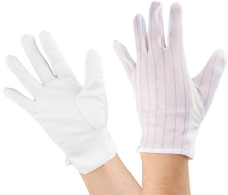 RS PRO ESD PU Tips White Polyester, Polyurethane Extra Grip Work Gloves, Size S, Polyurethane Coating [0]; 218-542