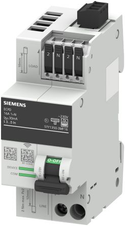 Siemens 5SV3 RCCB, 16A, 2 Pole, 30mA, Type F, 230/400V [5TY1350-3MF16]; 218-875