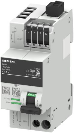 Siemens 5SV3 RCCB, 10A, 2 Pole, 30mA, Type F, 230/400V [5TY1350-3MF10]; 218-884
