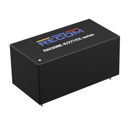 Recom Power Supply, RAC20NE-24SK/277/CC, 24V dc, 833mA, 20W, 1 Output, 85 → 305V ac Input Voltage [RAC20NE-24SK/277/CC]; 218-988