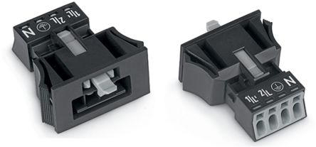 WAGO 890 Series Male Lighting Connector, 4-Pole, Male, 4-Way, Snap-In, 16A, IP20, IP40 [890-714]; 220-518