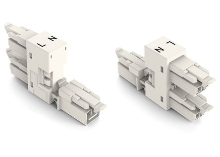 WAGO 890 Series Female Lighting Connector, 2-Pole, Female, 2-Way, Plug-In Mount, 16A, IP20, IP40 [890-1686]; 220-663