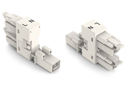 WAGO 890 Series Female Lighting Connector, 2-Pole, Female, 2-Way, Plug-In Mount, 16A, IP20, IP40 [890-1684]; 220-672