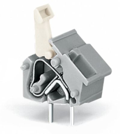 WAGO 256 Series PCB Connector, 1-Contact, 10/10.16mm Pitch, Through Hole Mount, 2-Row, Push In Termination [256-762]; 220-696
