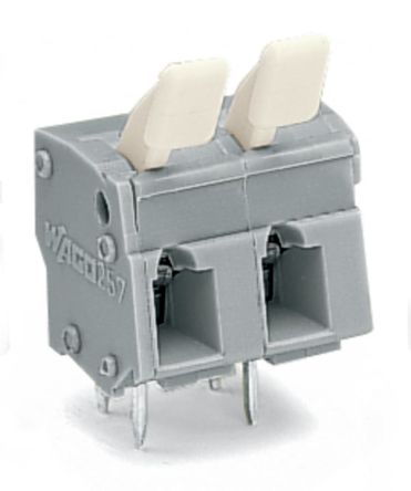 WAGO 257 Series PCB Connector, 2-Contact, 7.5/7.62mm Pitch, Through Hole Mount, 1-Row, Cage Clamp Termination [257-502/333-000]; 220-755