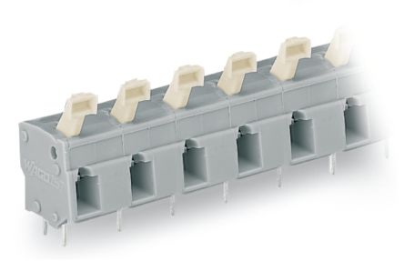 WAGO 257 Series PCB Connector, 2-Contact, 10/10.16mm Pitch, Through Hole Mount, 1-Row, Push Button Termination [257-602]; 220-782