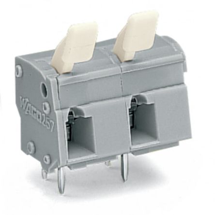 WAGO 257 Series PCB Connector, 2-Contact, 10/10.16mm Pitch, Through Hole Mount, 1-Row, Cage Clamp Termination [257-602/333-000]; 220-789