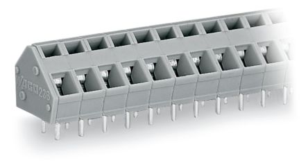 WAGO 236 Series PCB Terminal Block, 4-Contact, 5/5.08mm Pitch, Through Hole Mount, 1-Row, Cage Clamp Termination [236-404/000-009/999-950]; 220-858