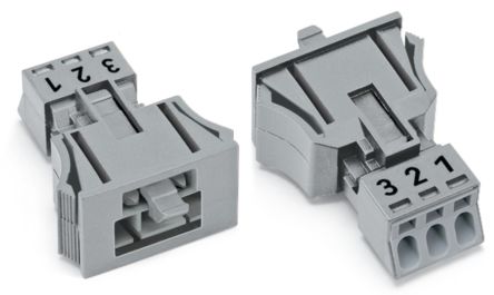 WAGO 890 Series Male Lighting Connector, 3-Pole, Male, 3-Way, Snap-In, 16A, IP20, IP40 [890-753]; 220-921