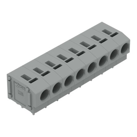 WAGO 235 Series PCB Terminal Block, 8-Contact, 5/5.08mm Pitch, Through Hole Mount, 1-Row, Push Wire Termination [235-408/333-000]; 220-929