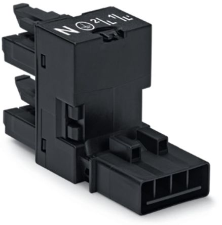 WAGO 890 Series Female Lighting Connector, 4-Pole, Female, 4-Way, Plug-In Mount, 16A, IP20, IP40 [890-944]; 220-975