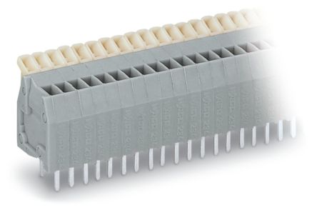 WAGO 234 Series PCB Terminal Block, 4-Contact, 2.5mm Pitch, Through Hole Mount, 1-Row, Push Button Termination [234-204]; 220-988