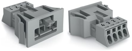 WAGO 890 Series Male Lighting Connector, 4-Pole, Male, 4-Way, Snap-In, 16A, IP20, IP40 [890-754]; 221-031