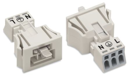 WAGO 890 Series Male Lighting Connector, 3-Pole, Male, 3-Way, Snap-In, 16A, IP20, IP40 [890-733]; 221-037