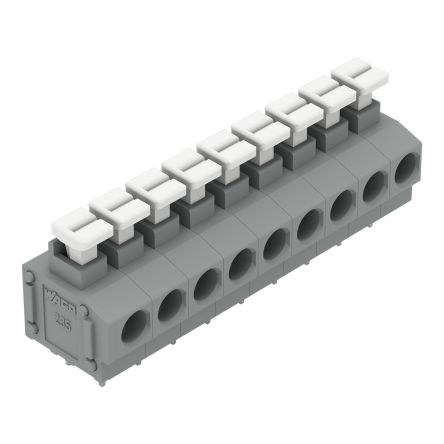 WAGO 235 Series PCB Terminal Block, 9-Contact, 5/5.08mm Pitch, Through Hole Mount, 1-Row, Push-In Cage Clamp Termination [235-409/331-000]; 221-038