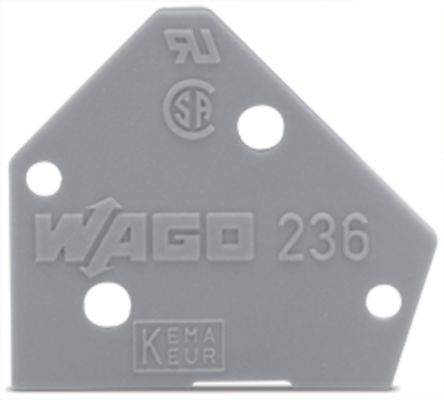 WAGO 236 Series End Plate for Use with Rail Mount Terminal Blocks [236-700]; 221-072