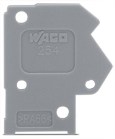 WAGO 254 Series End Plate for Use with Rail Mount Terminal Blocks [254-600]; 221-088
