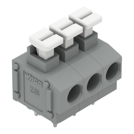 WAGO 235 Series PCB Terminal Block, 3-Contact, 5/5.08mm Pitch, Through Hole Mount, 1-Row, Push In Termination [235-403/331-000]; 221-124