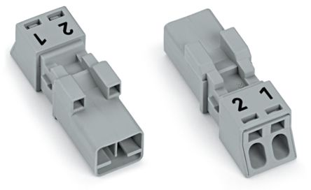 WAGO 890 Series Male Lighting Connector, 2-Pole, Male, 2-Way, Plug-In Mount, 16A [890-252]; 221-144