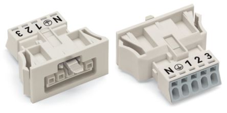 WAGO 890 Series Female Lighting Connector, 5-Pole, Female, 5-Way, Snap-In, 13A, IP40 [890-725]; 221-295