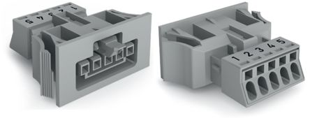WAGO 890 Series Female Lighting Connector, 5-Pole, Female, 5-Way, Snap-In, 16A, IP40 [890-745]; 221-296
